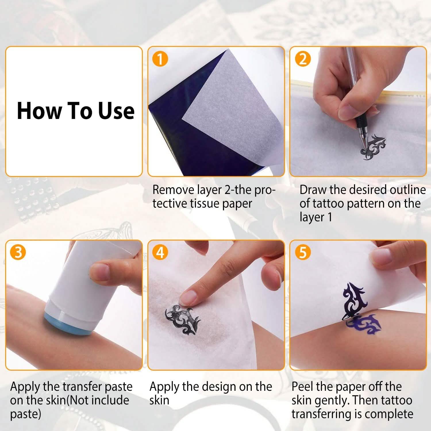 20-Pieces: Tattoo Transfer Paper 4 Layers Tattooing Skin Tattoo Kit A4