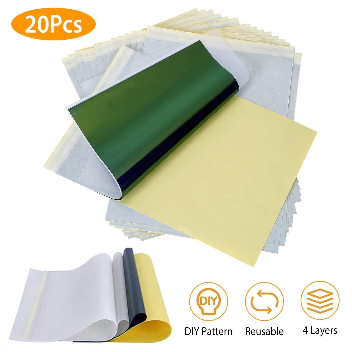 20-Pieces: Tattoo Transfer Paper 4 Layers Tattooing Skin Tattoo Kit A4