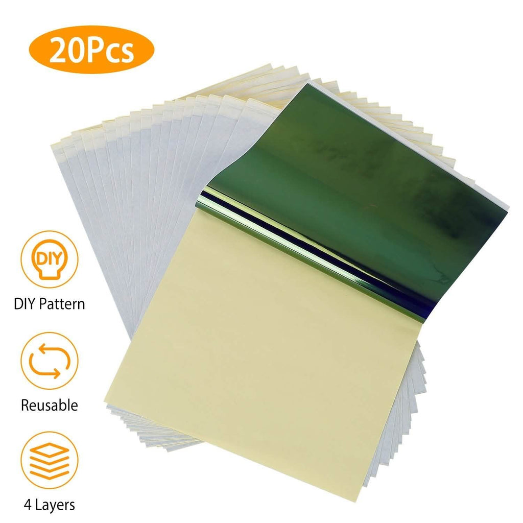 20-Pieces: Tattoo Transfer Paper 4 Layers Tattooing Skin Tattoo Kit A4