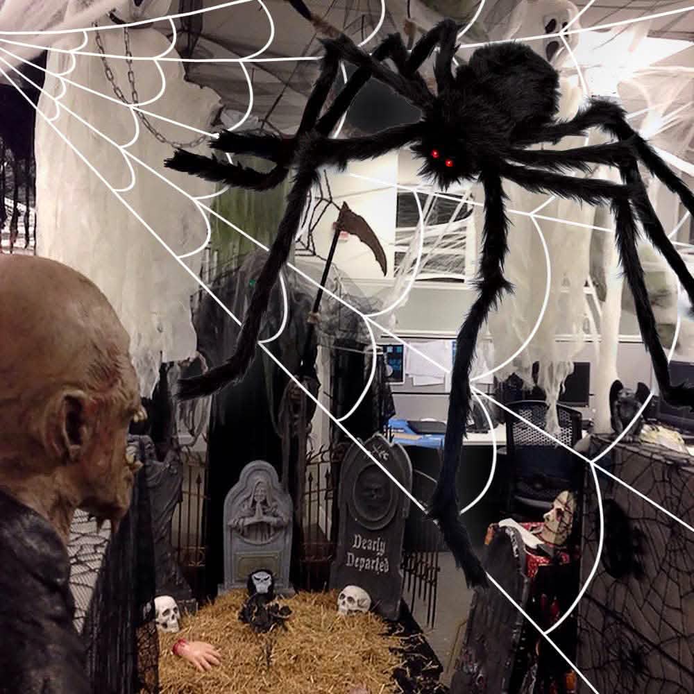 200" Halloween Spider Web and 59" Giant Spider Decoration