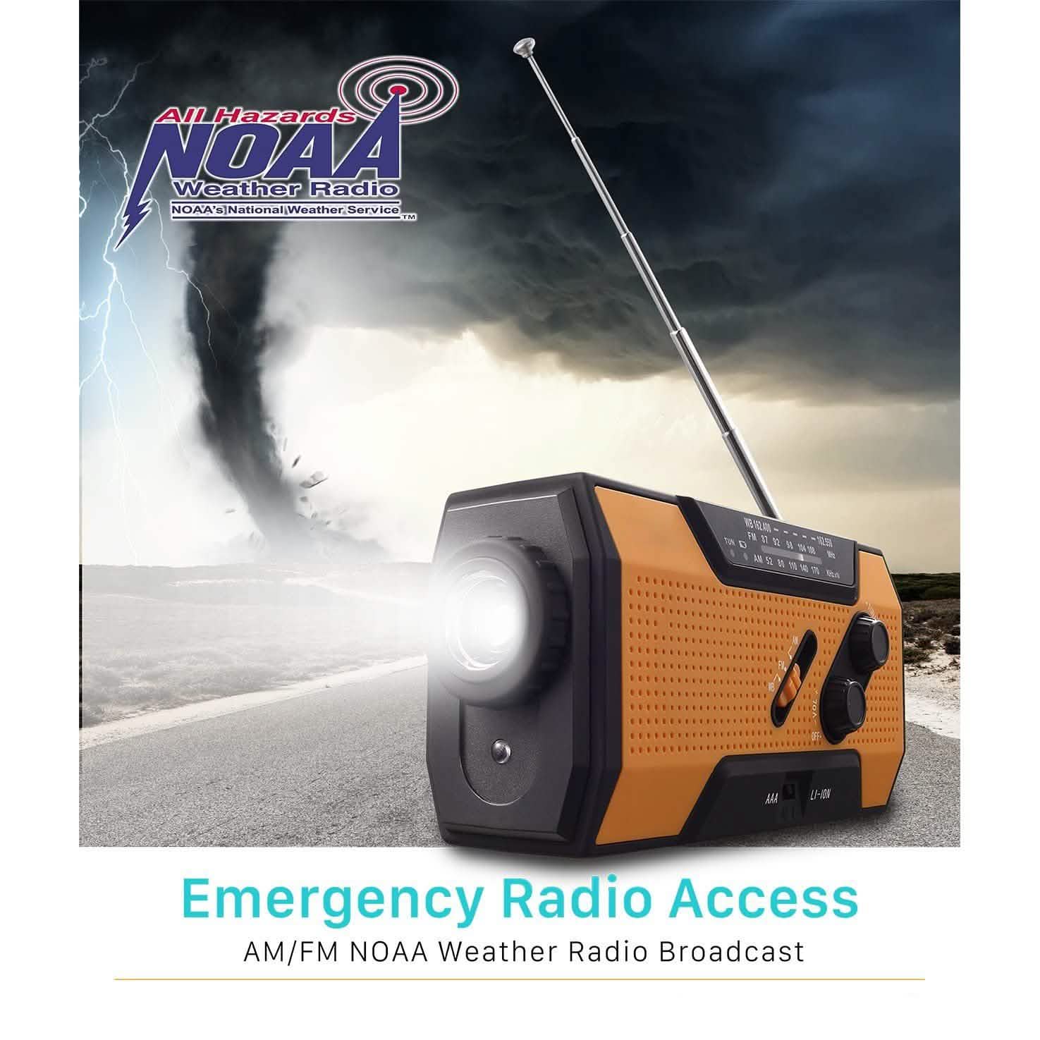2000mAh NOAA Emergency Weather Radio Portable Power Bank with Solar Charging