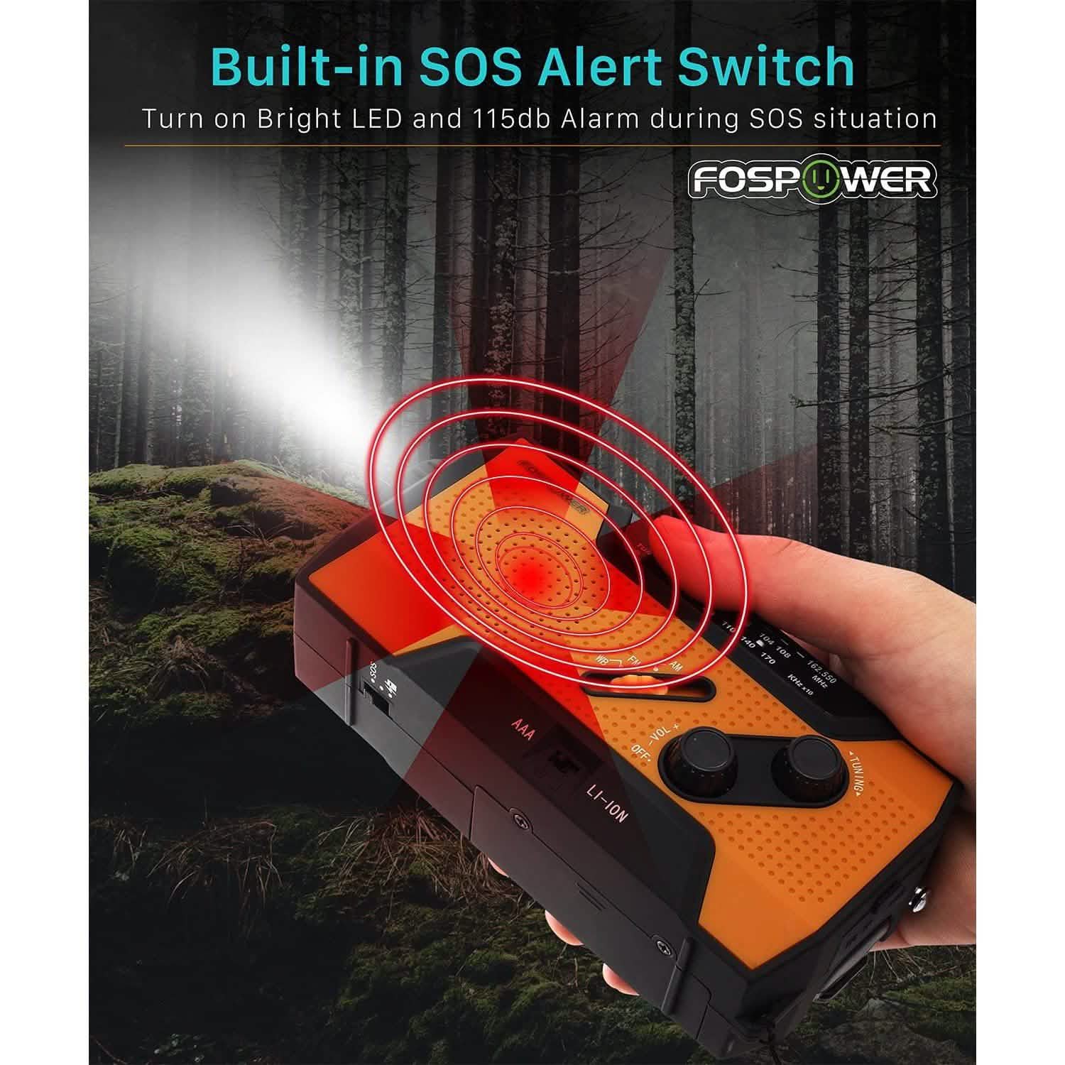 2000mAh NOAA Emergency Weather Radio Portable Power Bank with Solar Charging