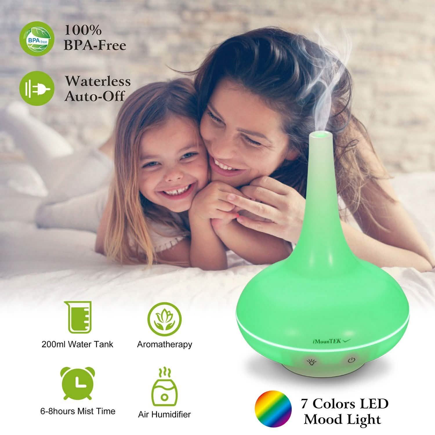 200ml Cool Mist Humidifier Ultrasonic Aroma Essential