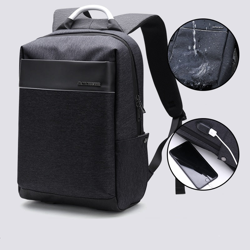 New black Computer backpack men''s European and American trend schoolbag