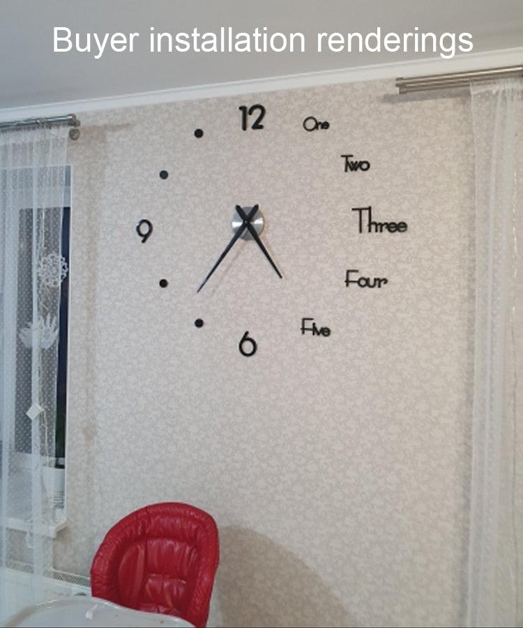 2021 Fashion 3D Big Size Wall Clock Mirror Sticker Large 3D Frameless Wall Clock Stickers Wall Decoration for Living Room Bedroom Office  Brief Living Decor Room Wall Clock Modern Design Silent Acrylic