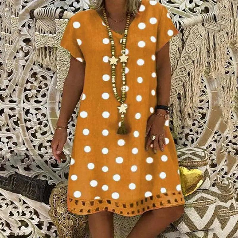Stylish Summer Dress Loose Ladies Orange Yellow Summer Dresses For Women - Women Cute Outfits