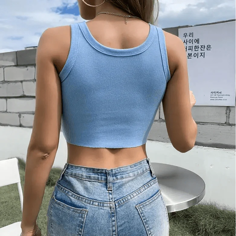 Summer Fitness Sport Top Fashion Printed Ribbed Crop Tank Tops - Top Cute Fashion Fitness Modern Yoga Women Summer Clothing Style Classy Tops