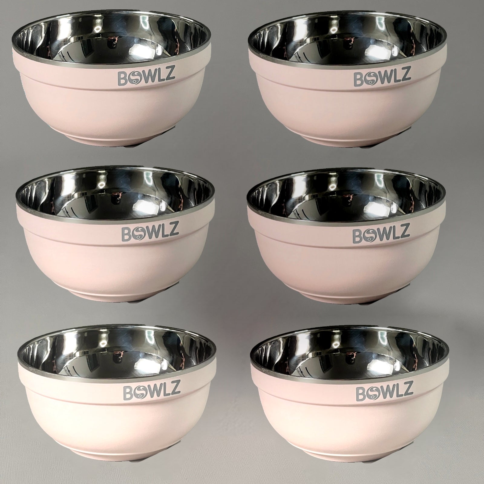 BOWLZ Set of 6 Stainless Steel Insulated Bowl 16 oz Pink (New) ~Keeps Ice Cream Cold!~