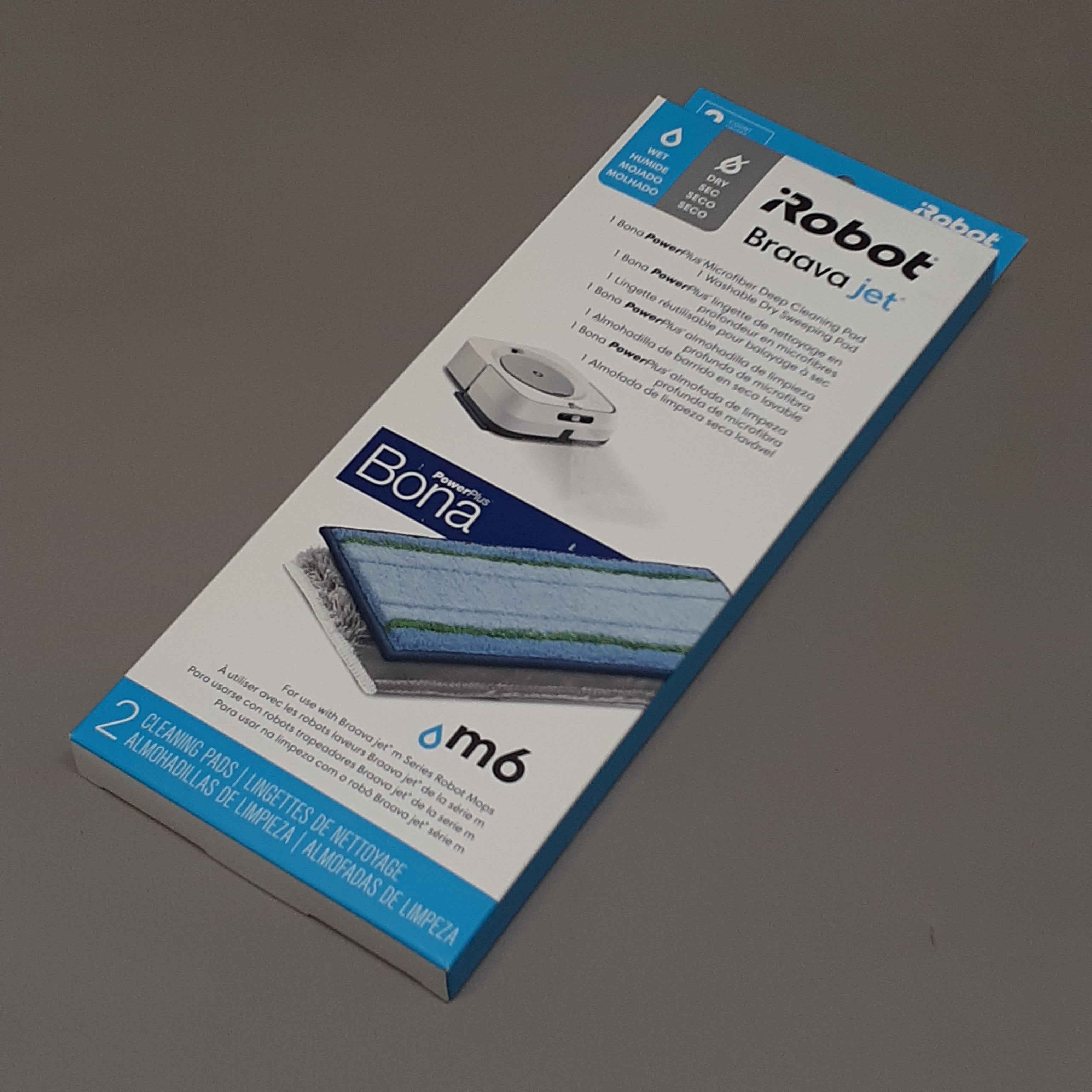 IROBOT Brava Jet Cleaning Pads Comes w/ 1 Wet pad & 1 Dry Pad OEM Blue/Grey (New)