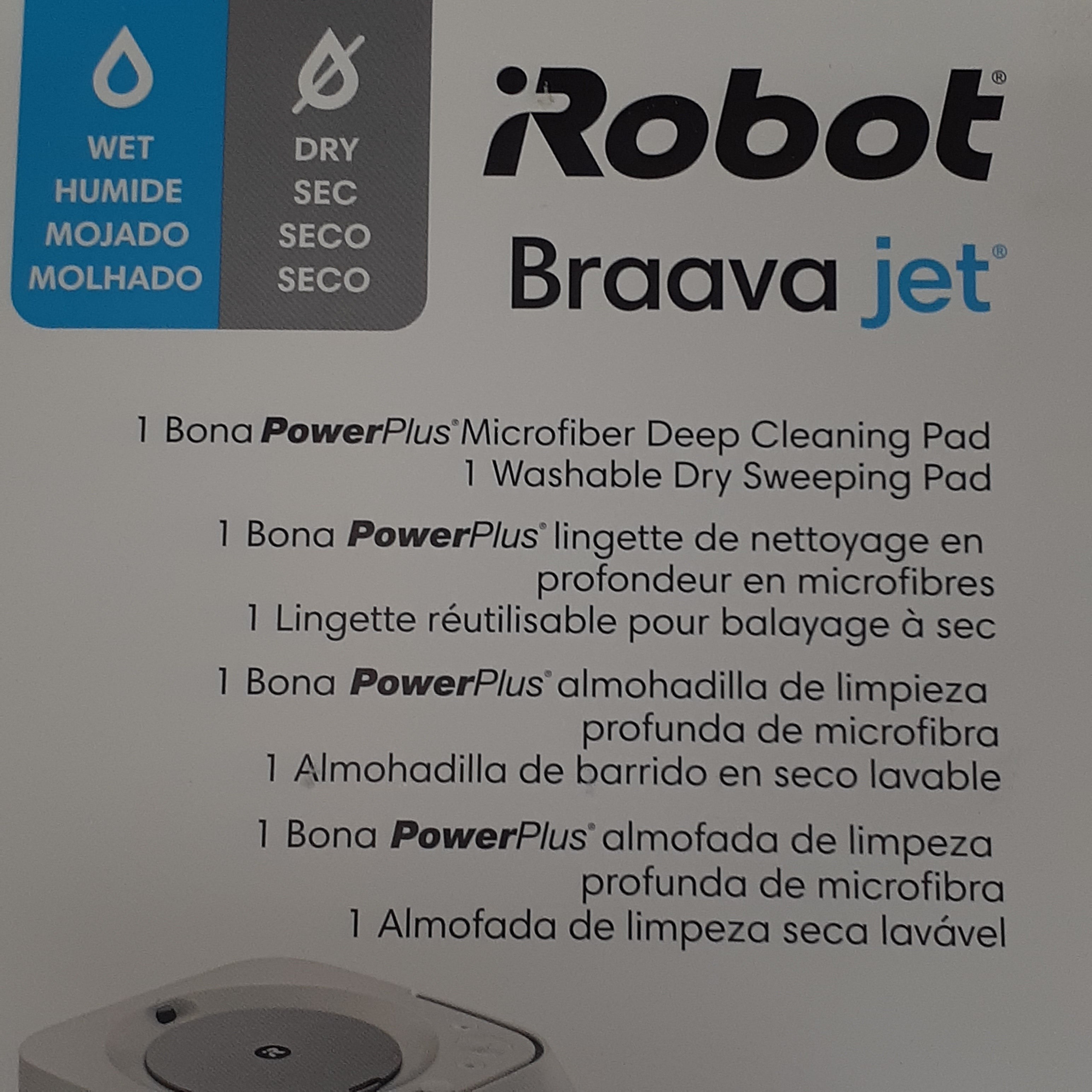 IROBOT Brava Jet Cleaning Pads Comes w/ 1 Wet pad & 1 Dry Pad OEM Blue/Grey (New)