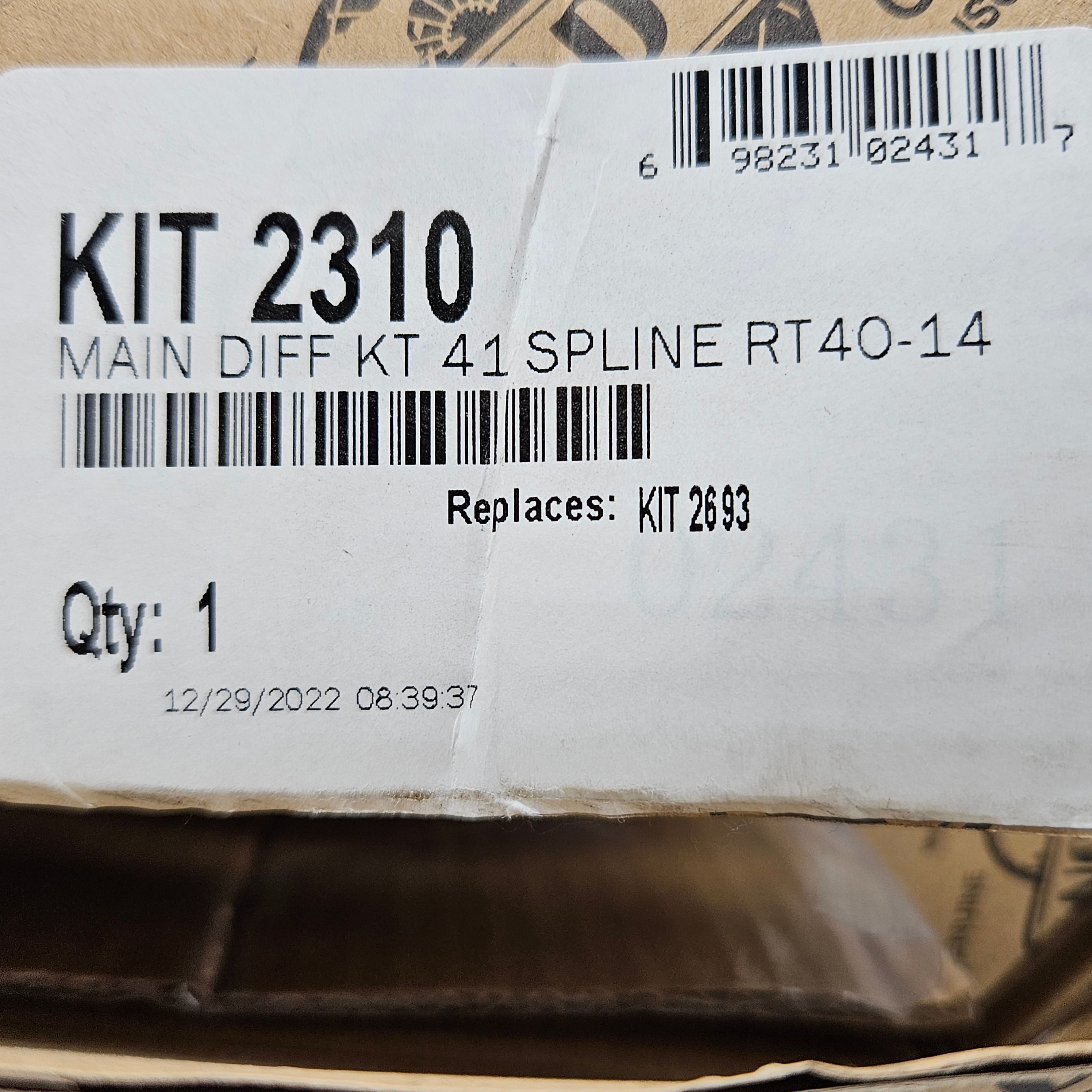 WORLD AMERICAN Kit 2310 Main Differential KT 41 Spline RT40-14 (New)