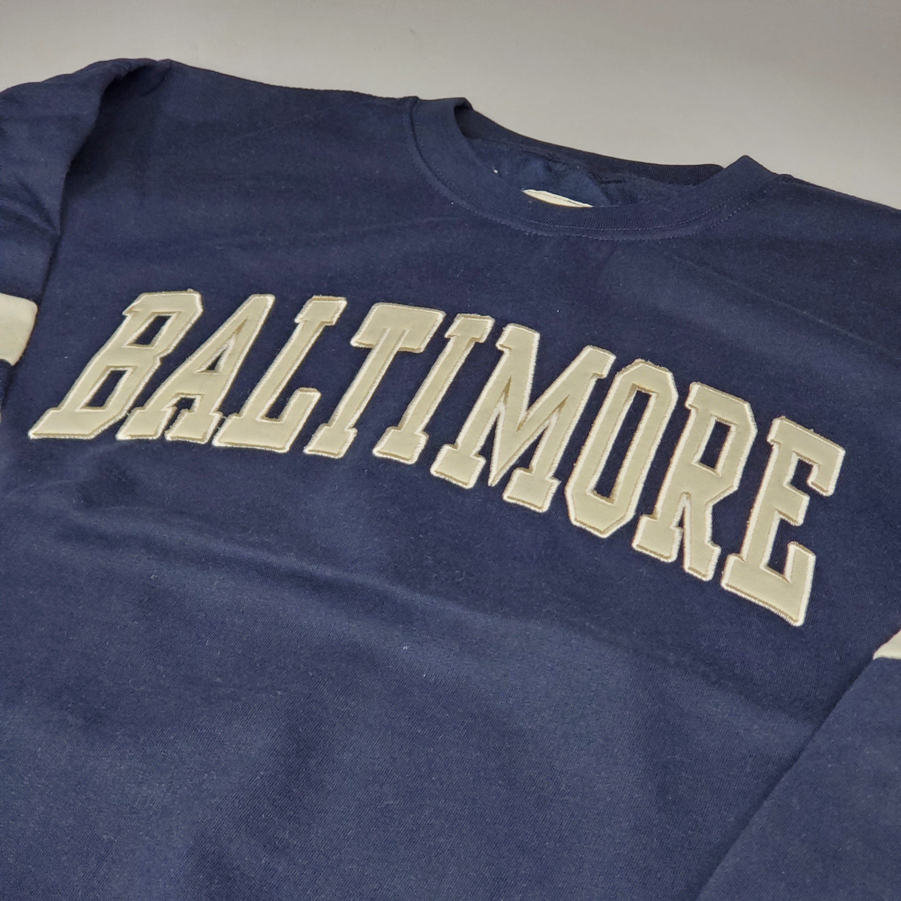 NEW YORK POPULAR Baltimore Crew Neck Pullover Sweater Navy Blue SZ S NY253