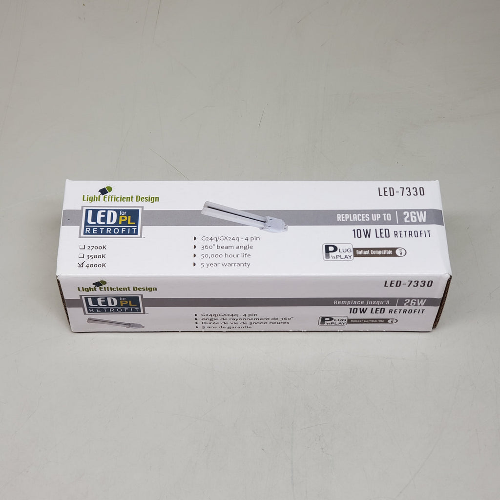 LIGHT EFFICIENT DESIGN 6PK! 10W LED Bulb for PL Retrofit LED-7330 LED-7330-40K-G2