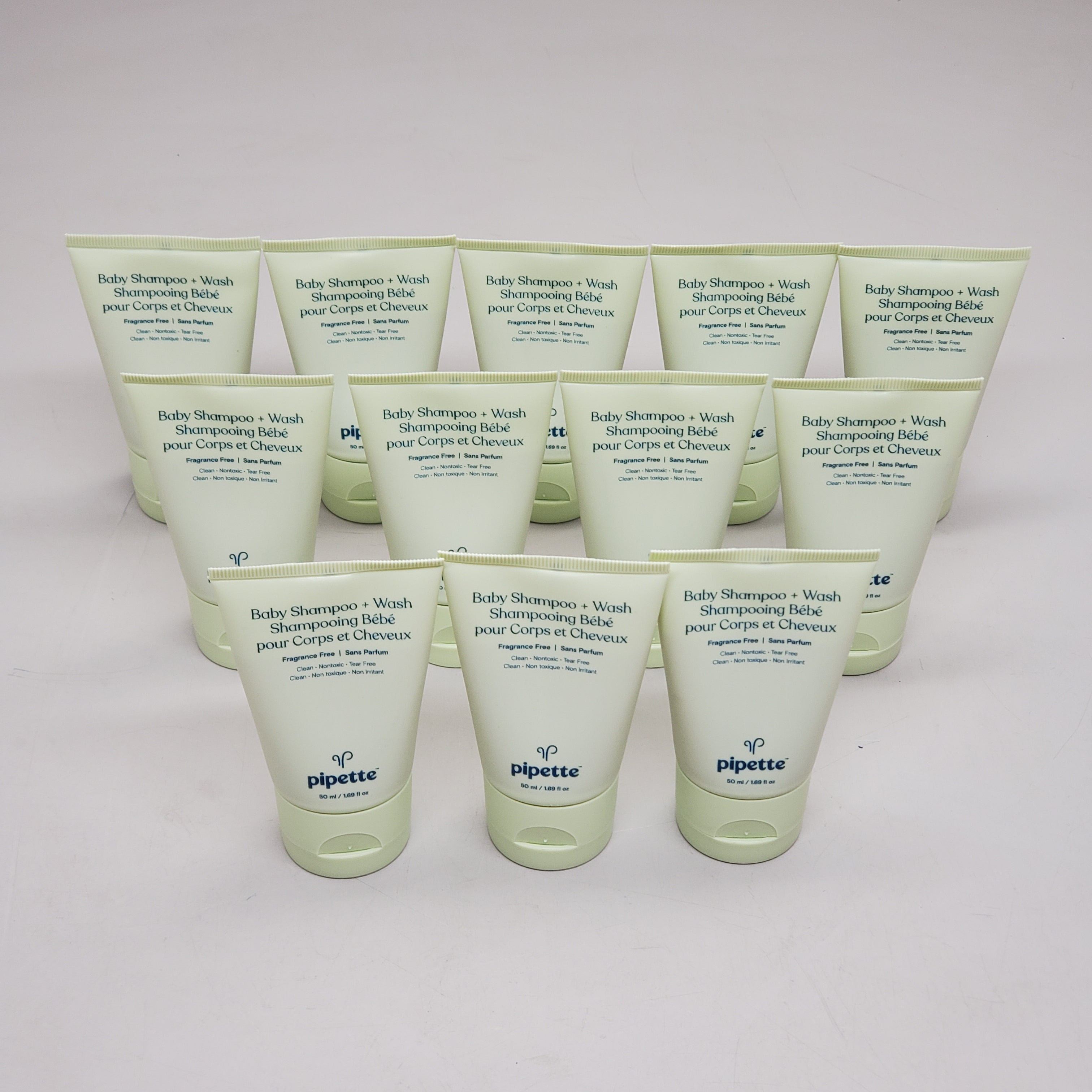 PIPETTE (12 Pack) Tear Free Baby Shampoo + Wash Fragrance Free 1.69 fl oz