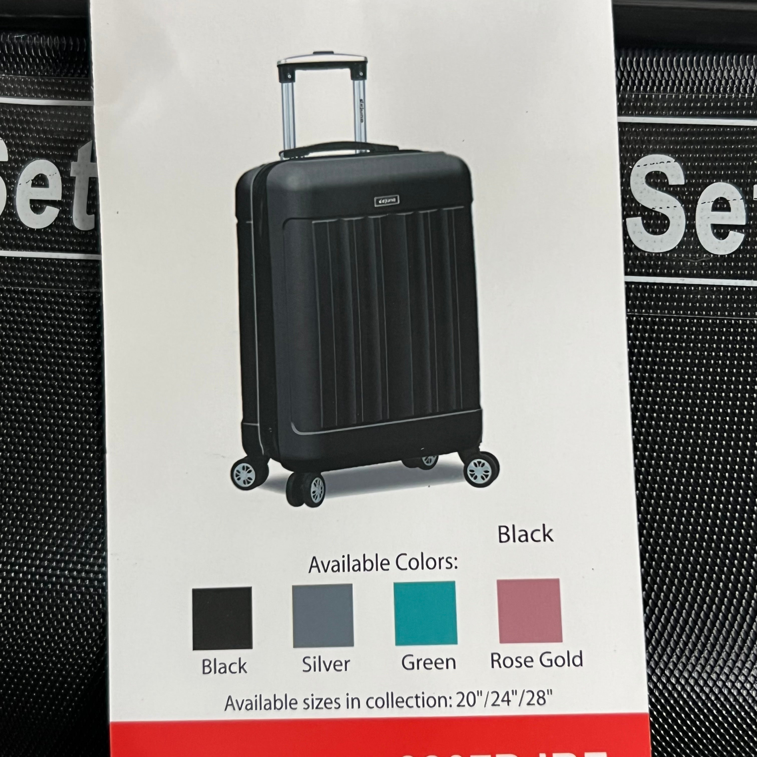 DEJUNO (3 PACK) Light Weight Expandable Spinner Rolling Suitcase Set BLACK 2207DJBF