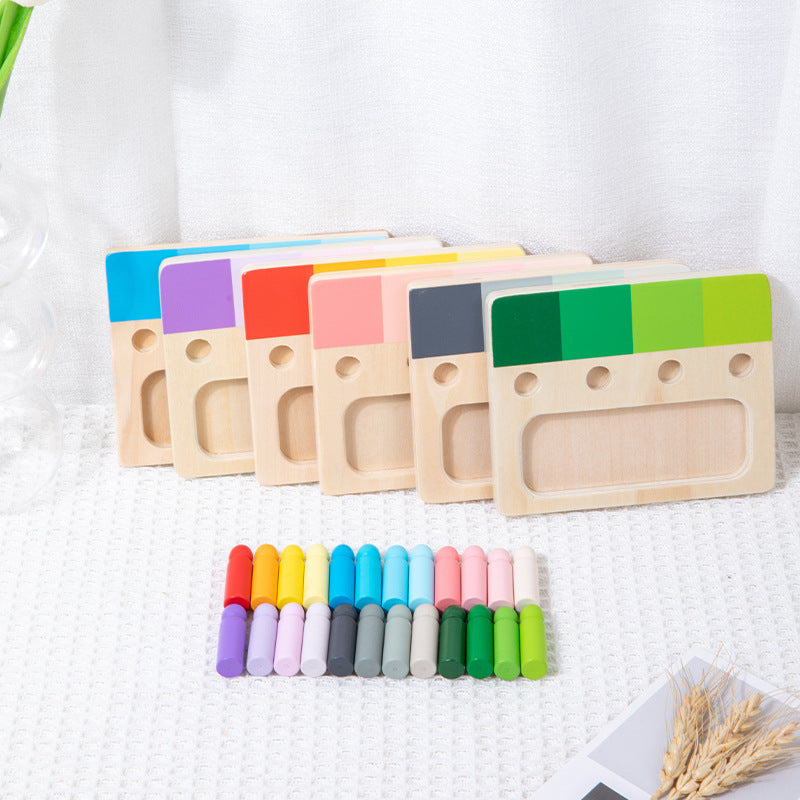 Colorful sensory integration wooden insert board, hands-on and brainpower color discrimination teaching aids, children's wooden toys