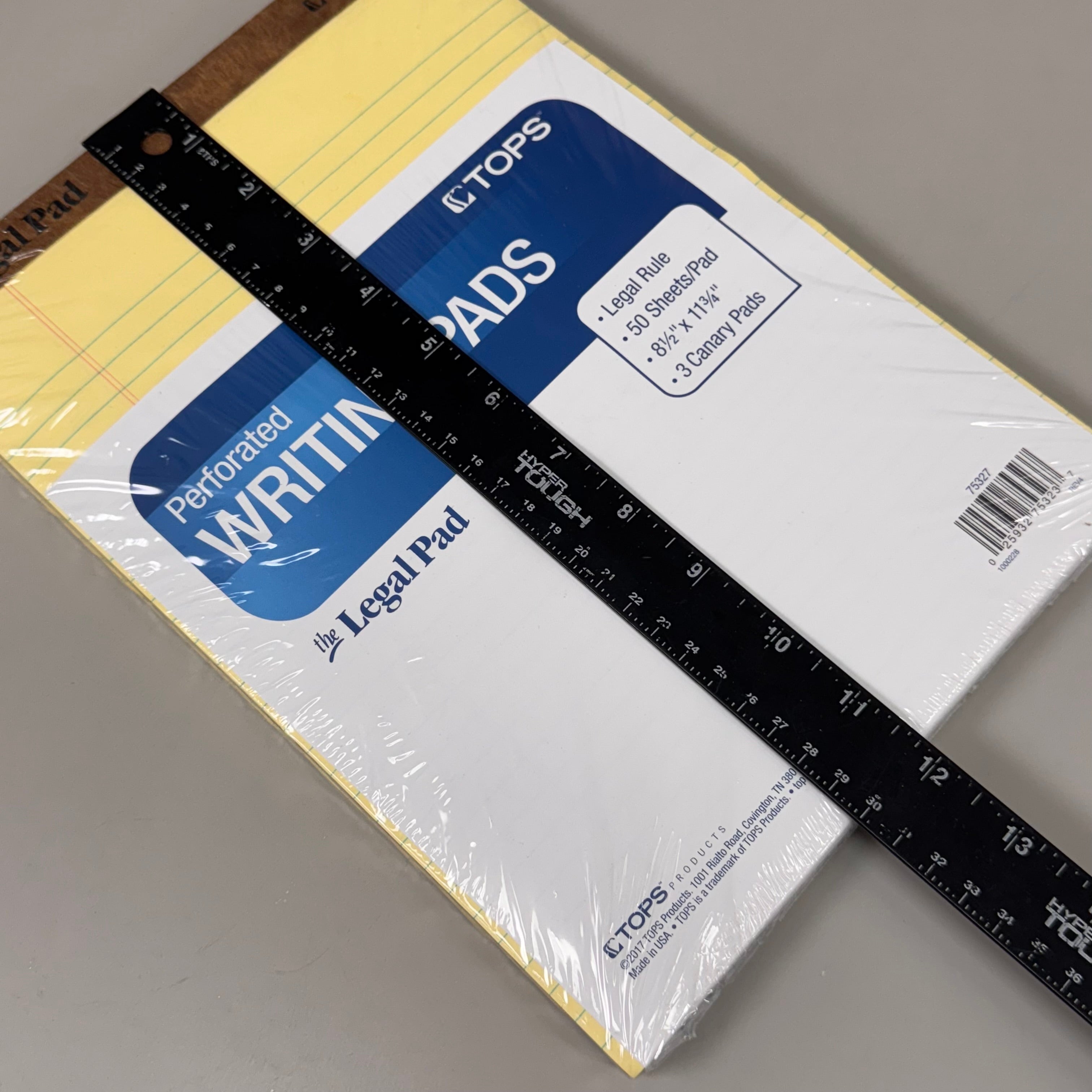 TOPS (3 PACK)Legal Writing Pads Canary Paper Legal Rule 50 Sheets 8-1/2"x11-3/4"