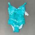 JANTZEN Womens Bathing Suit Patterned One Piece Sz-4 Ideal Teal JZ22705M