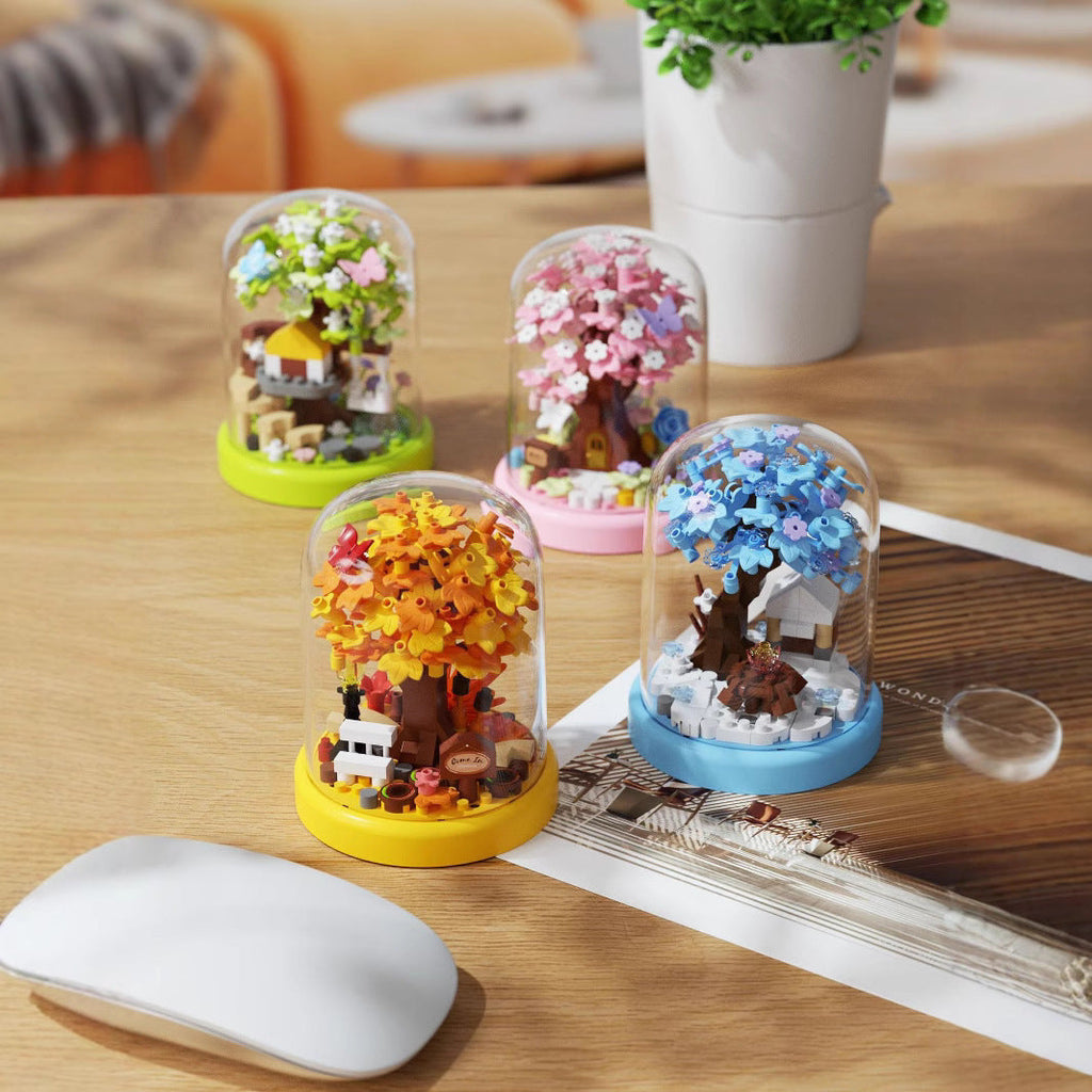 Building Block Bouquet Cherry Blossom Tree House Arbor Day Micro Particles