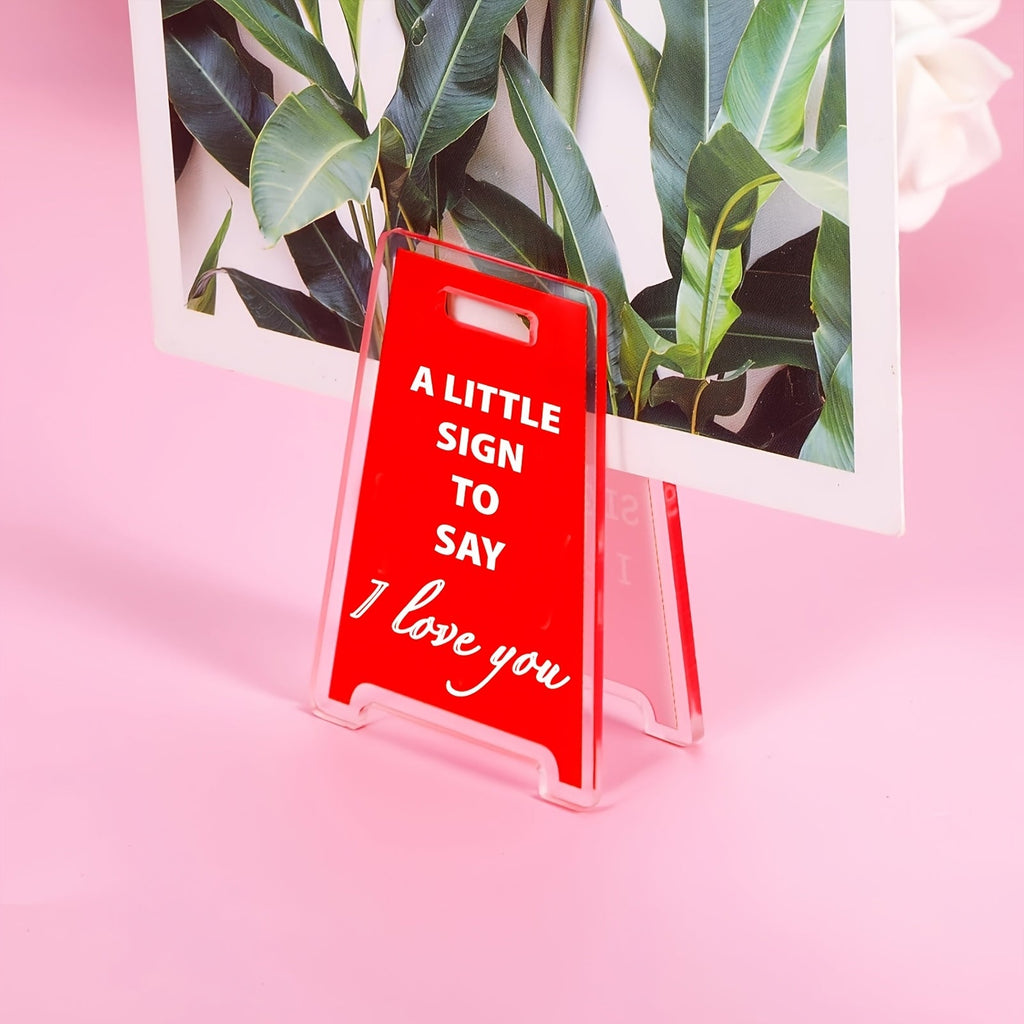[2D Flat] Charming "I Love You Little Sign" Acrylic Desk Plaque - The Perfect Office Decor Accessory And Gift for Friends, Couples, And Family.