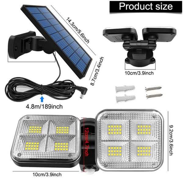20W Super Bright Solar Lights 120 LED IP65 Waterproof