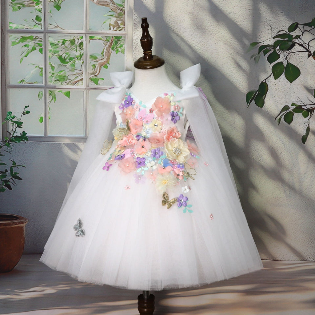 Children's Handmade Applique Dress White