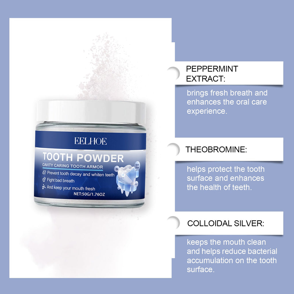 EELHOE Dental Powder Care Gums Fresh Breath Daily Gentle Cleaning Teeth Stains Yellow Powder