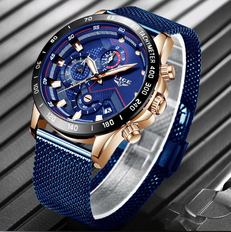 Men's Sports Waterproof Watch With  Stainless Steel Bracelet Unique Design Perfect Gift For Your Man