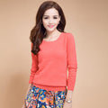 Winter Cashmere Jumper Slim Fit Plus Size Solid Color Round Neck for Women