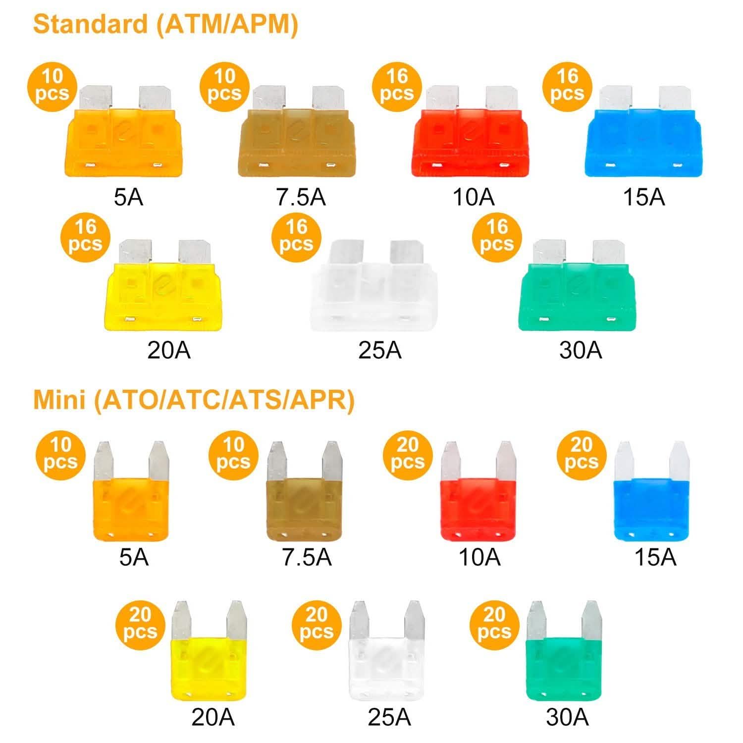 220-Piece: Car Blade Fuses Assortment