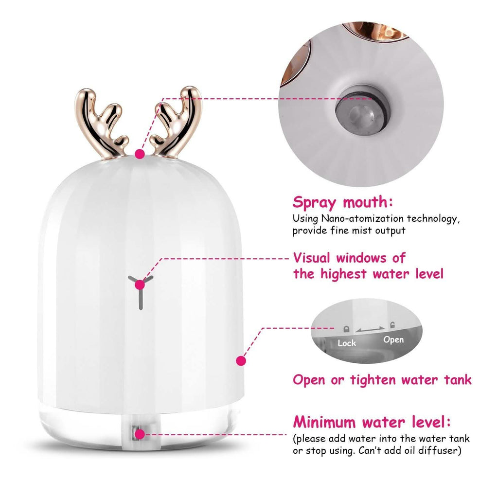 220ml Cool Mist Humidifier Ultrasonic Air Diffuser Atomizer with 7 Color