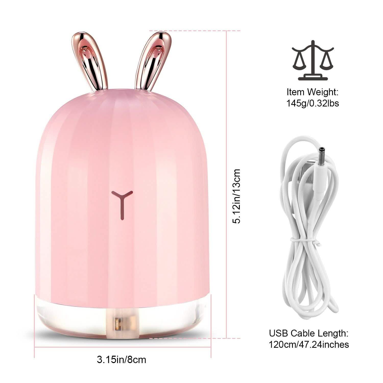 220ml Cool Mist Humidifier Ultrasonic Air Diffuser Atomizer with 7 Color