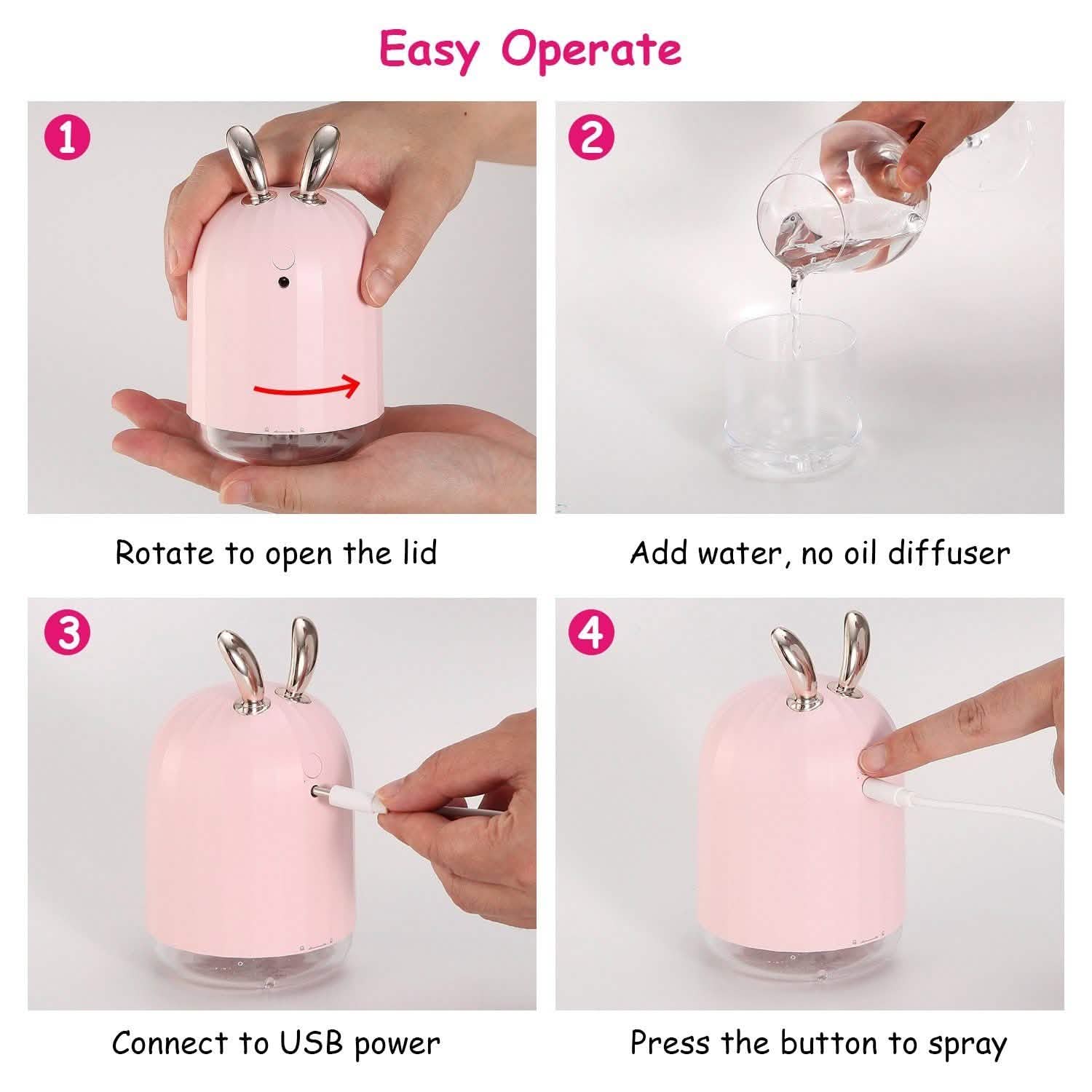 220ml Cool Mist Humidifier Ultrasonic Air Diffuser Atomizer with 7 Color