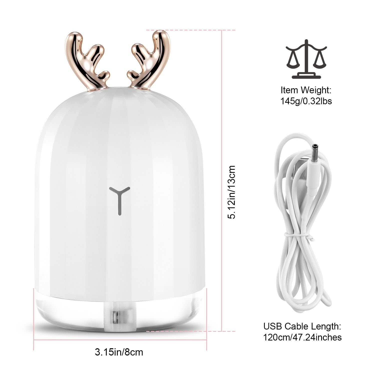 220ml Cool Mist Humidifier Ultrasonic Air Diffuser Atomizer with 7 Color