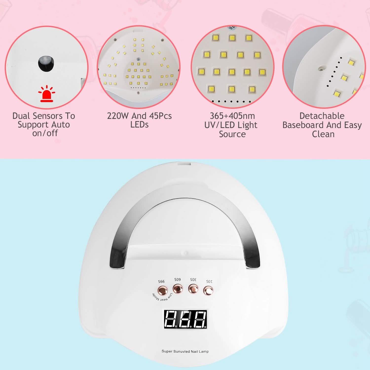 220W UV LED Nail Lamp Gel Polish Dryer