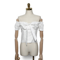 Sexy Bowknot Collar Shoulder-exposed Short-sleeved Women''s Shirt
