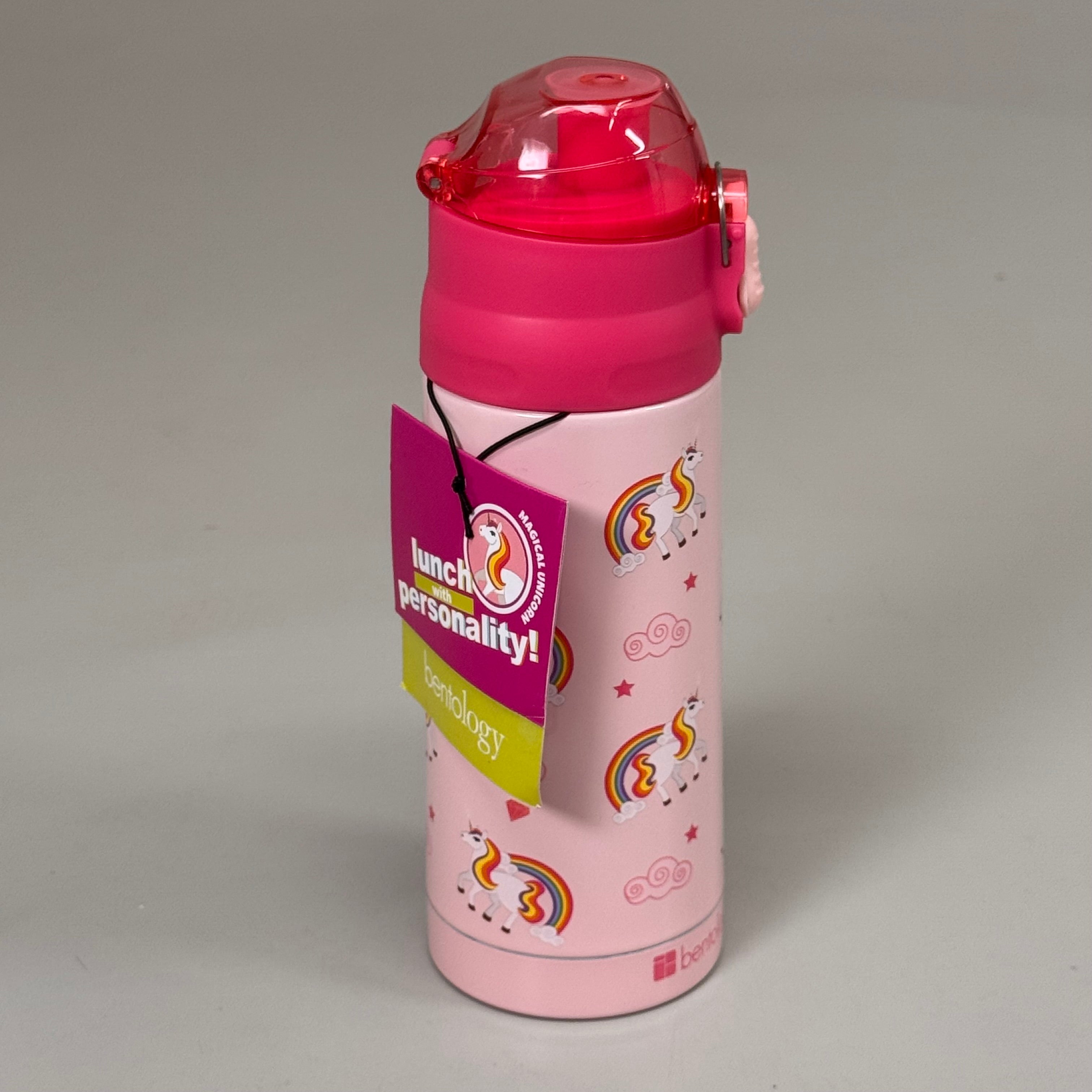 BENTOLOGY Unicorn Rainbow Deluxe Lunch Kit 13 oz Water Bottle Pink TBI-UNICORN-905