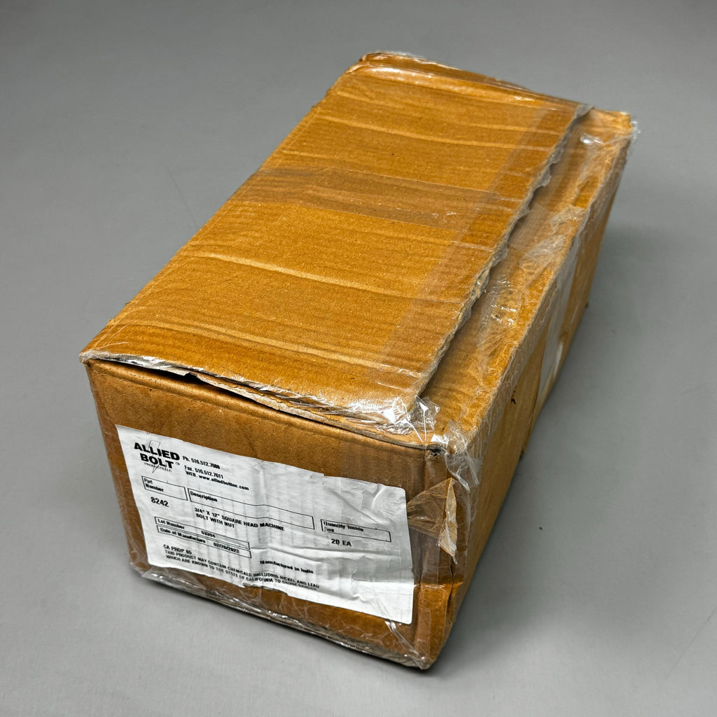 ALLIED BOLT PRODUCTS (Box of 20) Square Head Machine Bolt with Nut 3/4" x 12" #8242