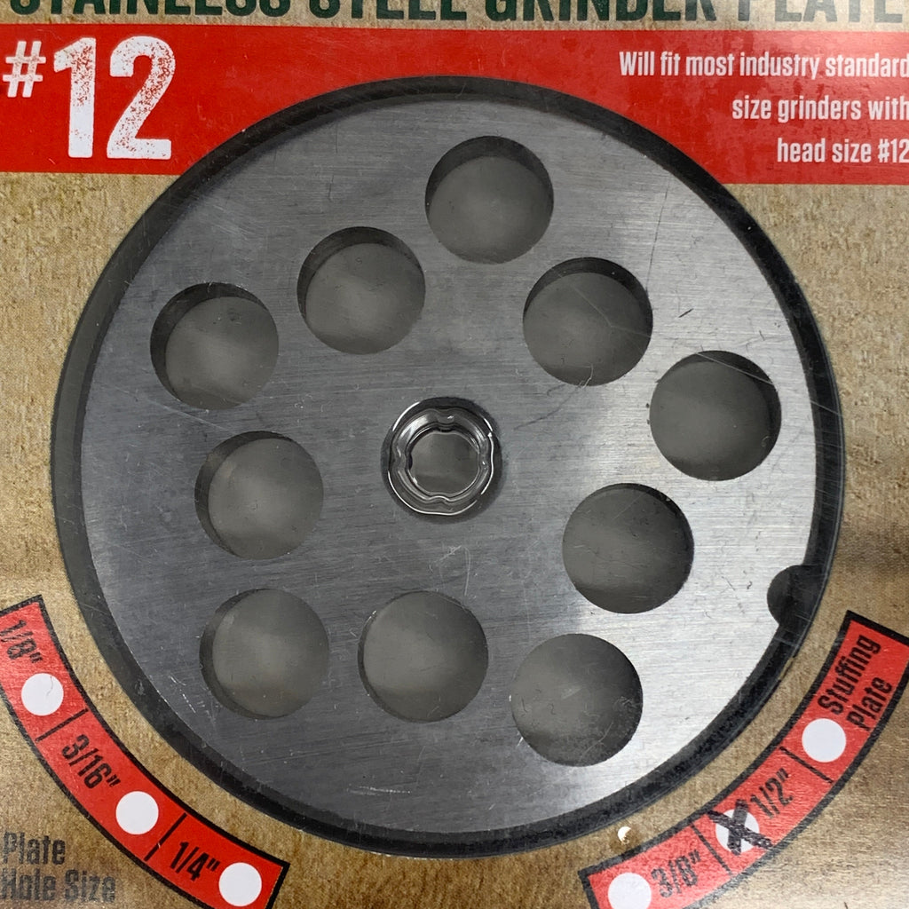 LEM Grinder Plate 12mm #12 (1/2") 2-3/4" Plate Diameter Stainless Steel 476SS