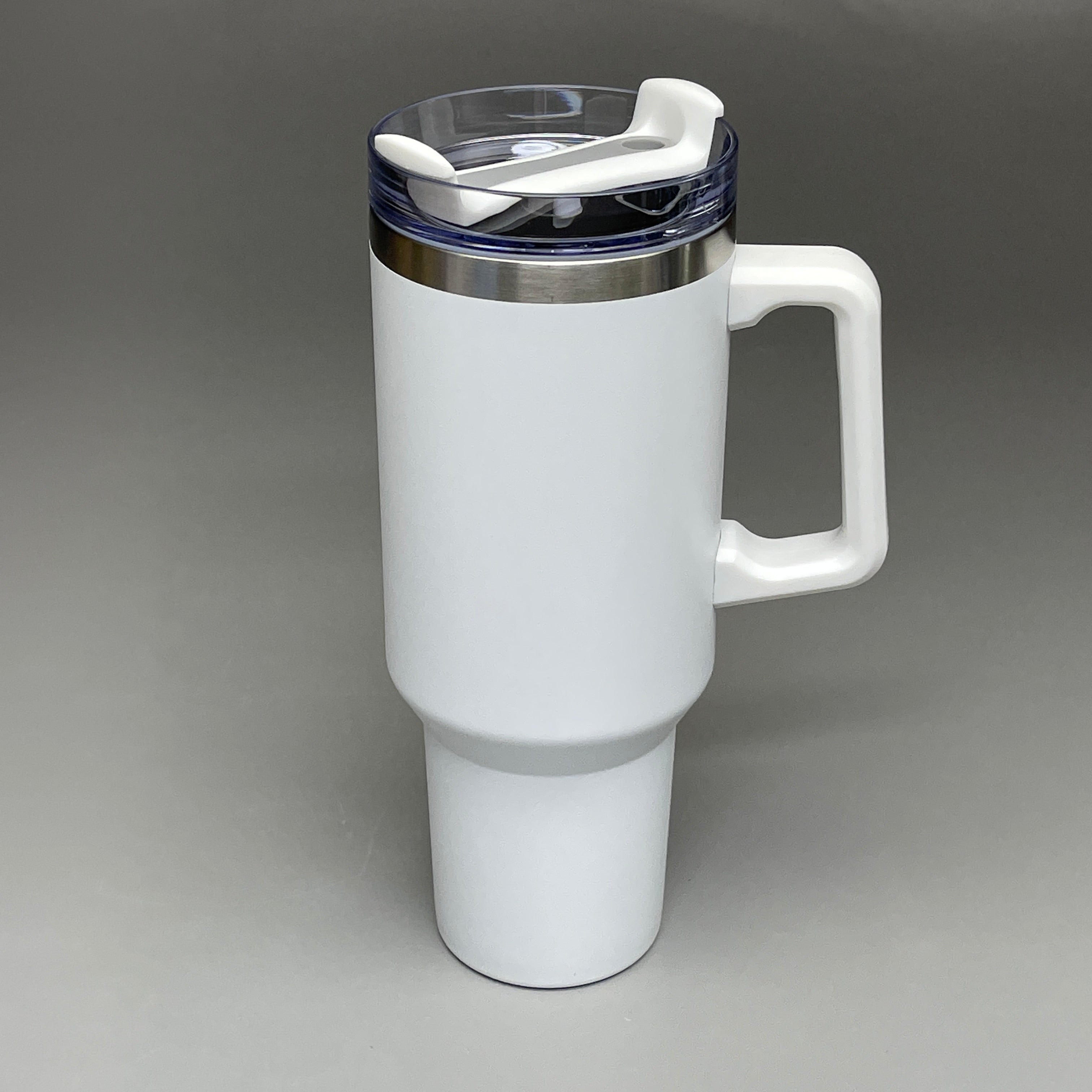 TUMBLER (2 PACK) Insulated Stainless Steel Travel Mug w/ Lid Handle Straw 40 oz White