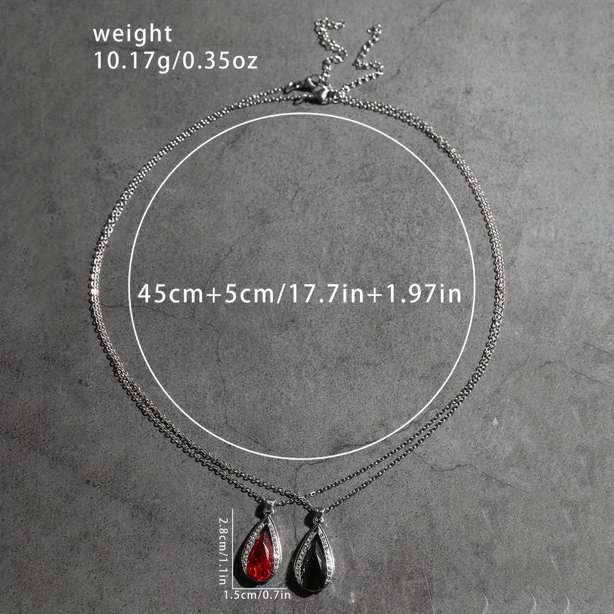 A Stylish And Exquisite Set of Black And Red Teardrop Glass Pendant Earrings And Necklace, Perfect for Valentine'S Day, Anniversaries, Birthdays, Parties, Weddings, And As Jewelry Gifts.