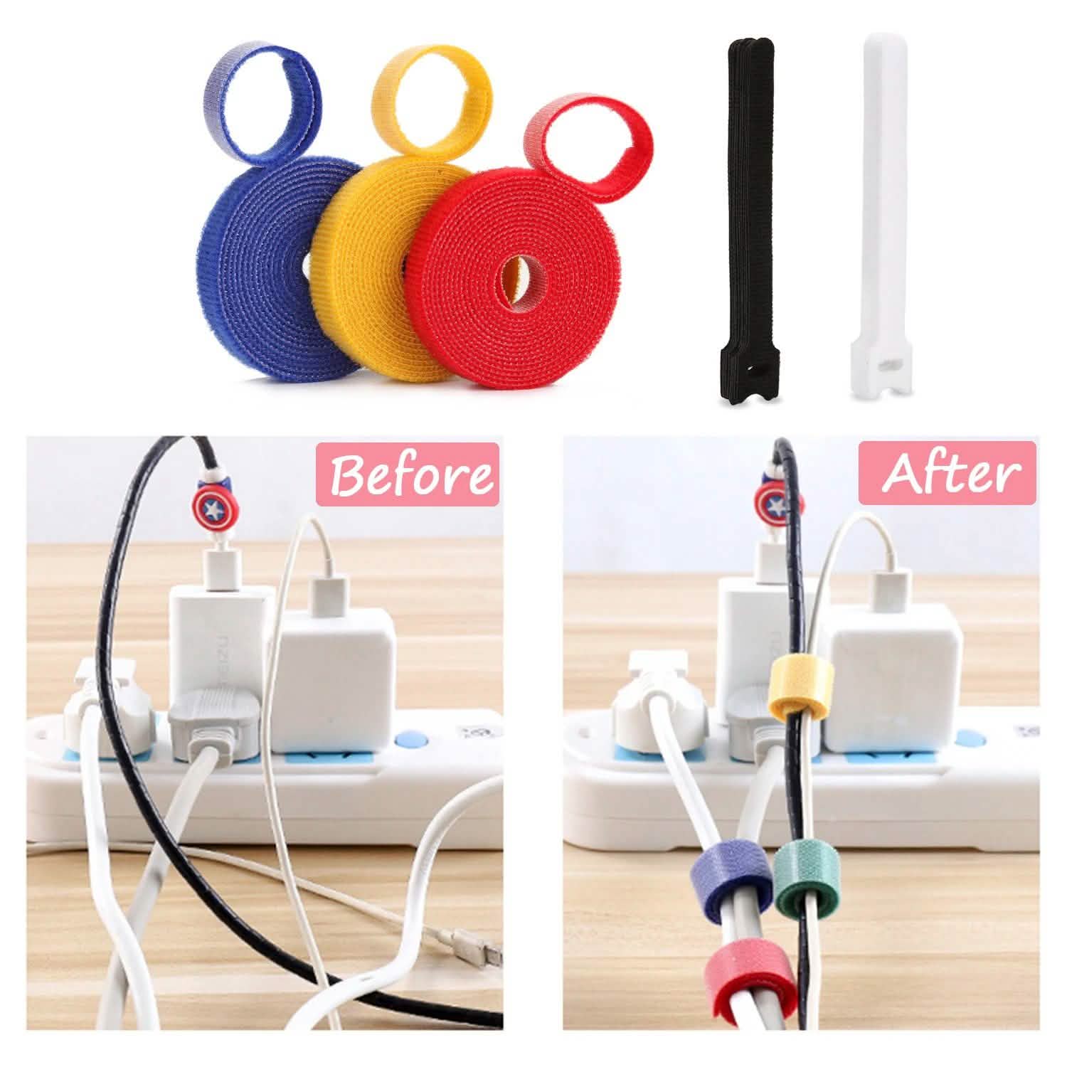 23-Piece: AGPtek Reusable Nylon Fastening Cable Ties Rolls With Cable Straps Organizer
