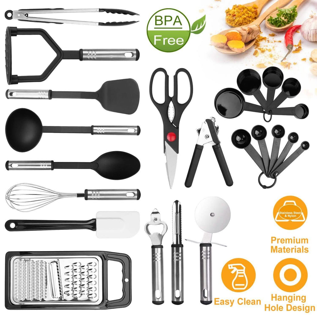 23-Piece Set: Kitchen Utensil Set Stainless Steel Nylon