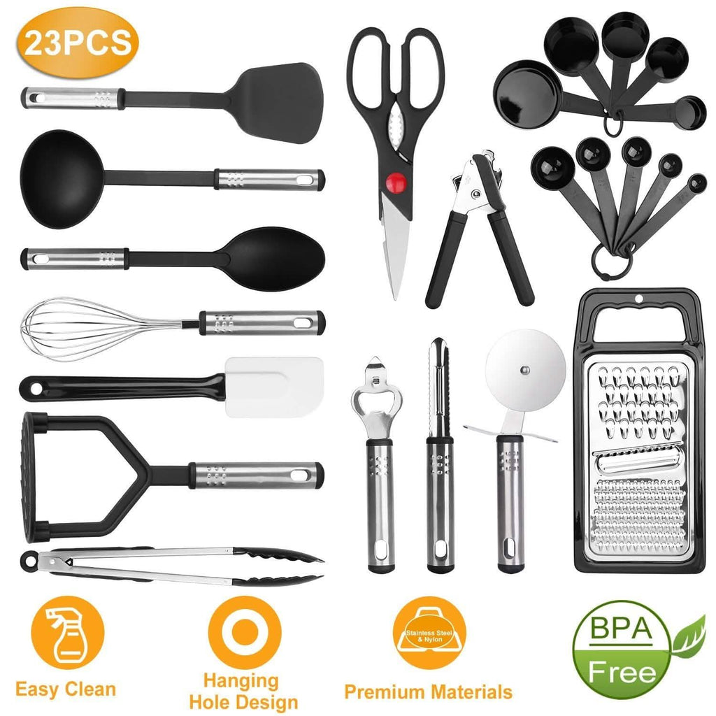23-Piece Set: Kitchen Utensil Set Stainless Steel Nylon