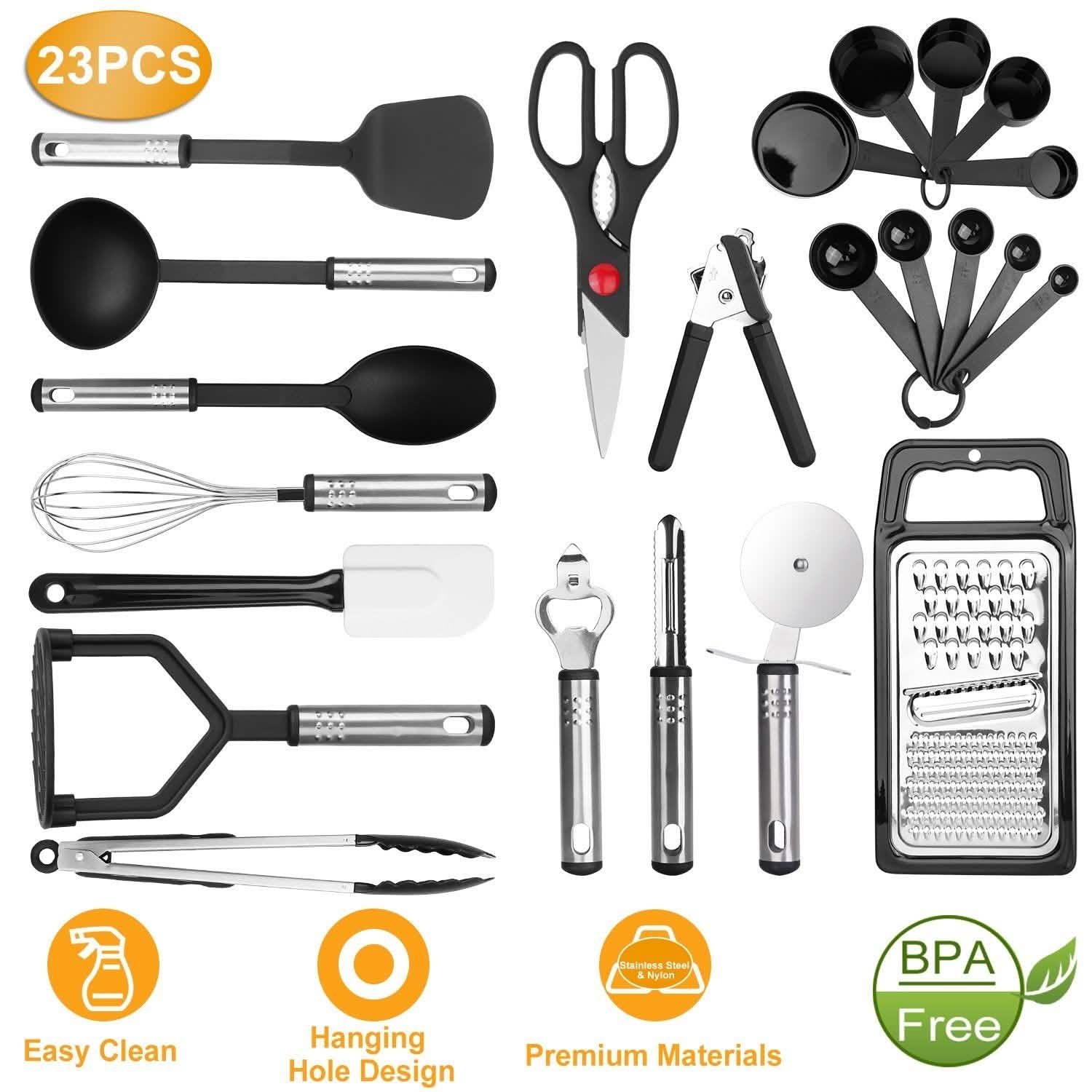 23-Piece Set: Kitchen Utensil Set Stainless Steel Nylon
