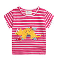Girls Short Sleeve T Shirt Summer Embroidered Dinosaur