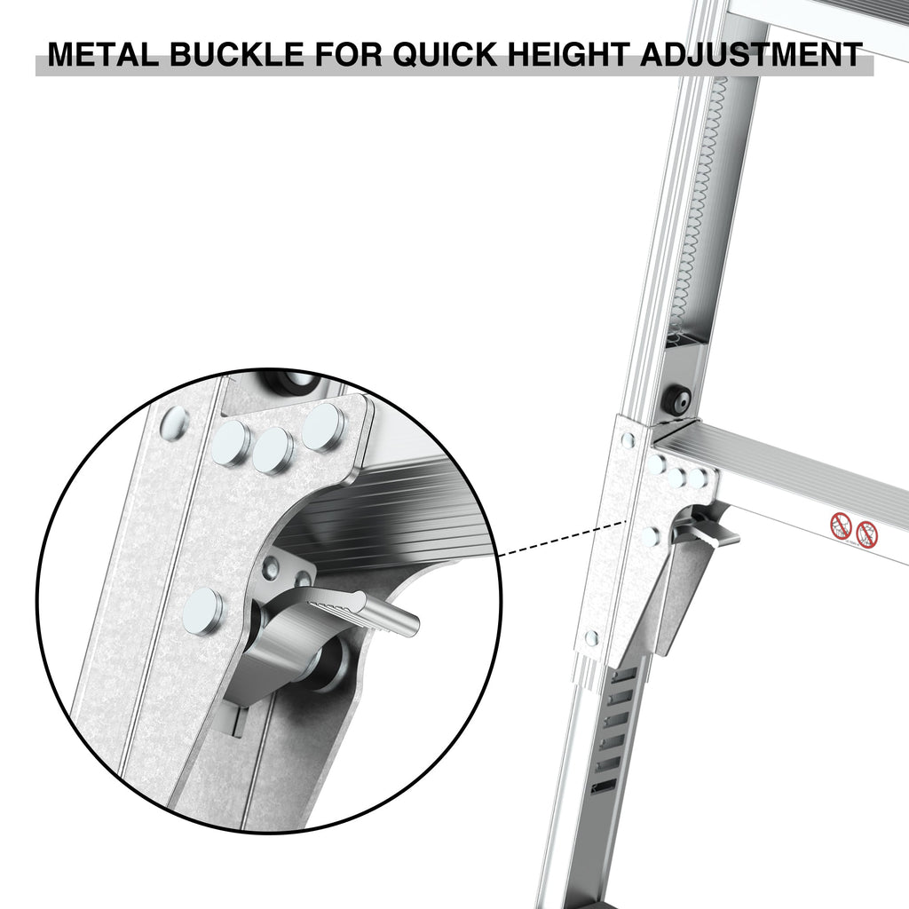Aluminum Work Platform Large Size Step Stool Folding Portable Work Bench 40" Width Telescopic Feet 22" -27.5" Height Adjustable