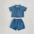Denim Short Sleeve Pocket Top Boyshorts Baby Boy Suit