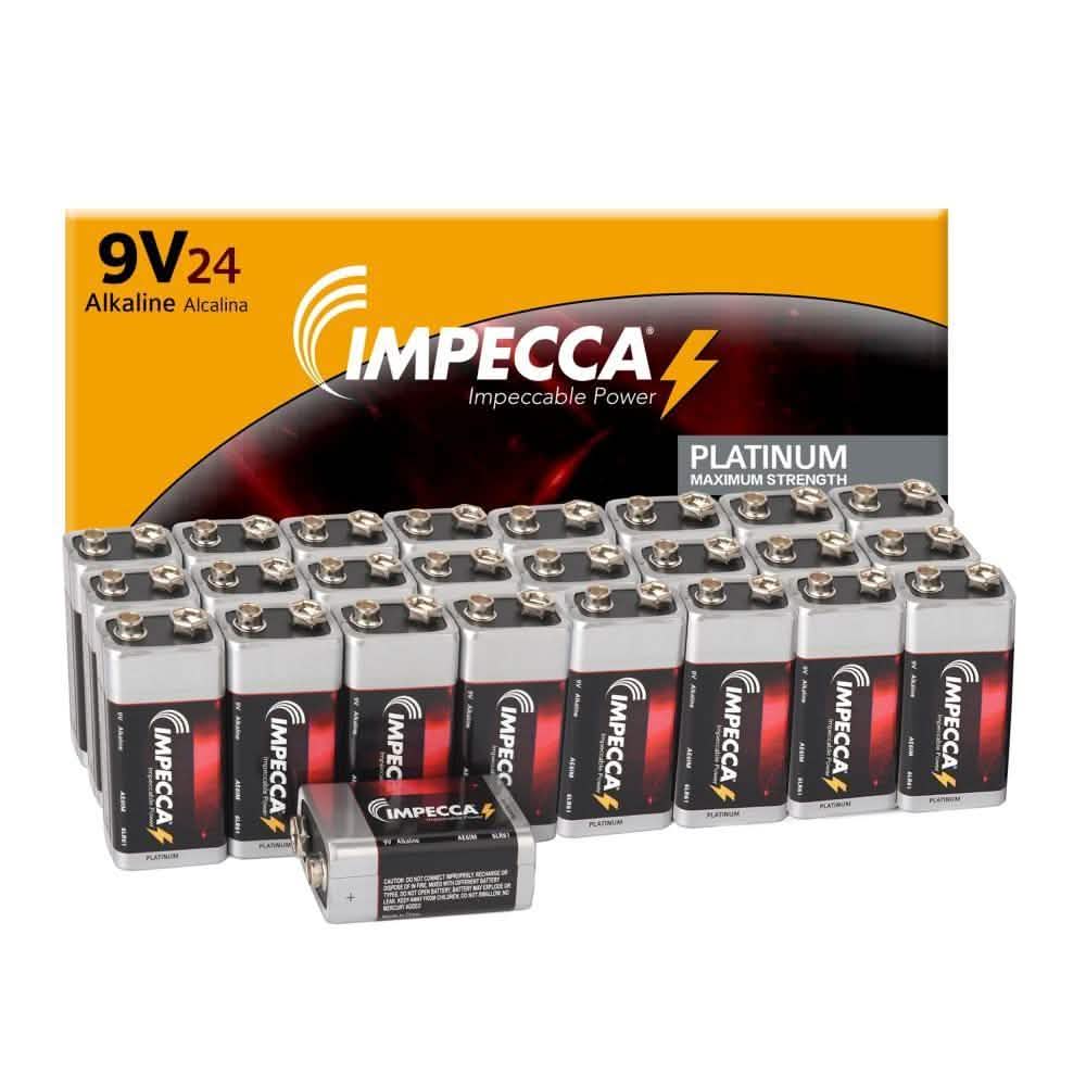 24-Pack: Impecca Alkaline 9-Volt 6LR61 Platinum Batteries