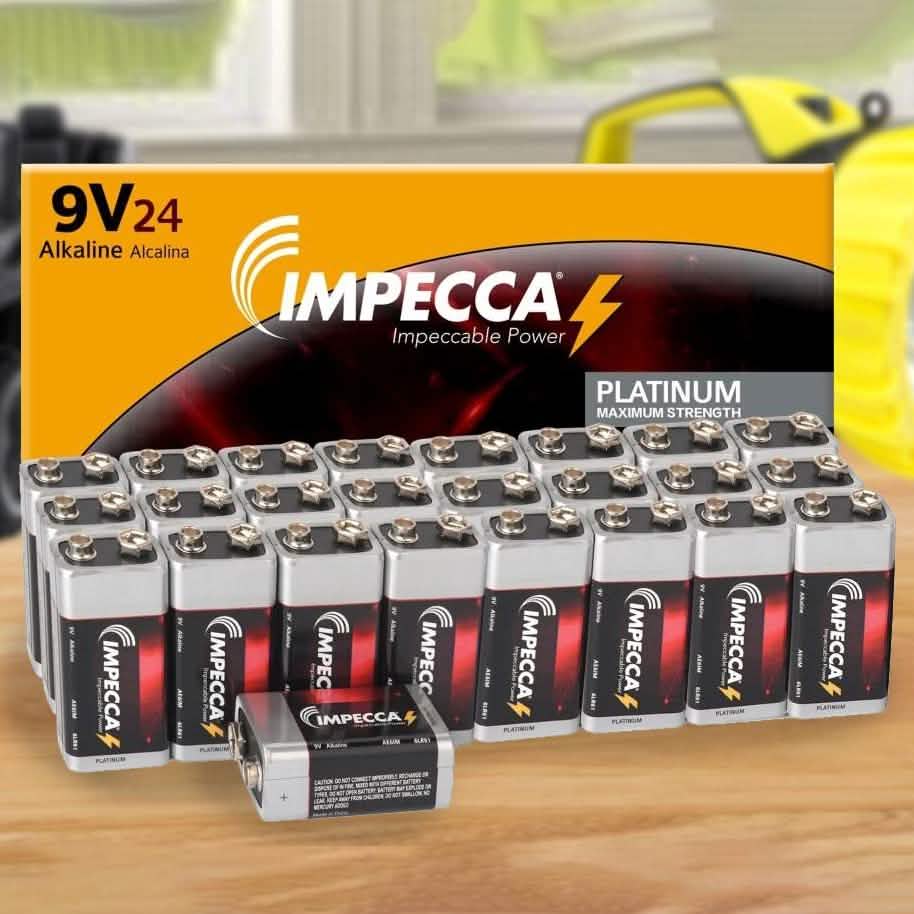 24-Pack: Impecca Alkaline 9-Volt 6LR61 Platinum Batteries